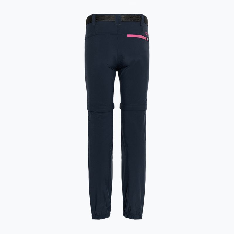 Pantaloni de trekking pentru copii CMP Zip Off blue/fuxia 2