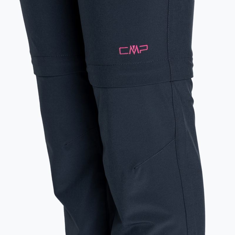 Pantaloni de trekking pentru copii CMP Zip Off blue/fuxia 4