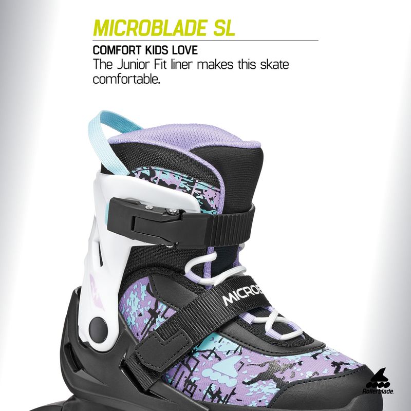 Role pentru copii Rollerblade Microblade SL Jr black/lavender/light blue 8