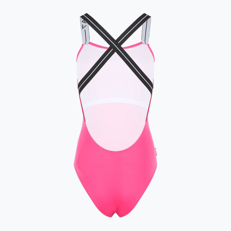 Costum de baie EA7 Emporio Armani Logo Tape One Piece neon pink 2