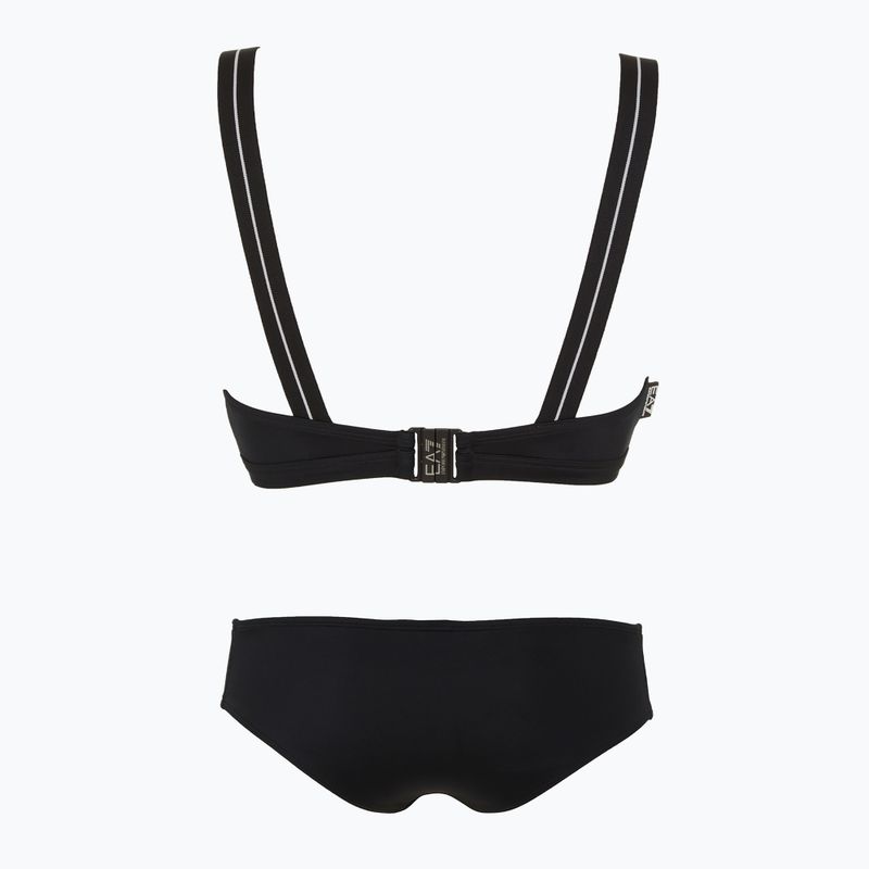 Costum de baie din două piese pentru femei EA7 Emporio Armani Logo Tape Bikini Top black 2