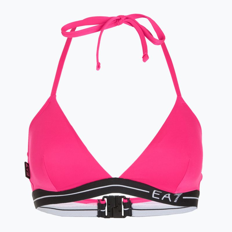 Costum de baie din două piese pentru femei EA7 Emporio Armani Logo Tape Bikini Triangle neon pink 3