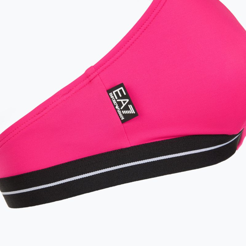 Costum de baie din două piese pentru femei EA7 Emporio Armani Logo Tape Bikini Triangle neon pink 5