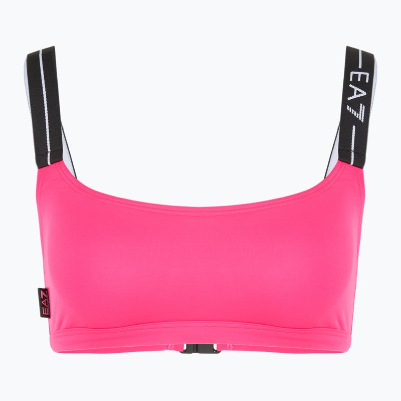 Costum de baie din două piese pentru femei EA7 Emporio Armani Logo Tape Bikini Top neon pink 3