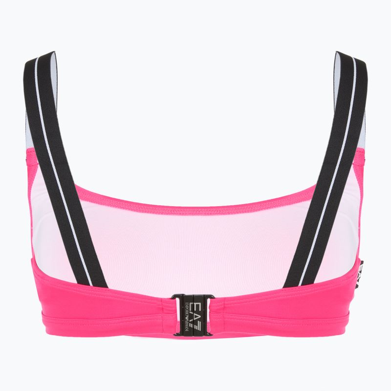 Costum de baie din două piese pentru femei EA7 Emporio Armani Logo Tape Bikini Top neon pink 4