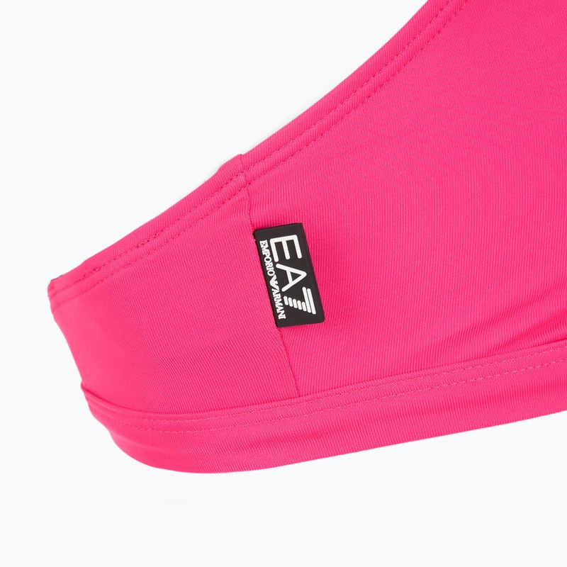 Costum de baie din două piese pentru femei EA7 Emporio Armani Logo Tape Bikini Top neon pink 5