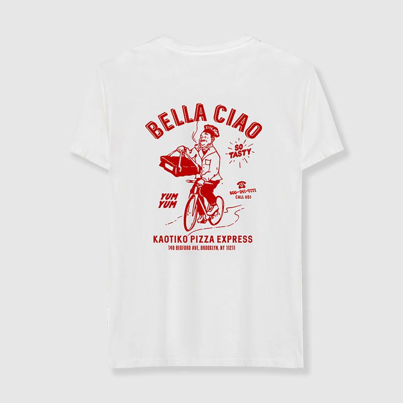 Tricou pentru bărbați Kaotiko Washed Bella Ciao white 2