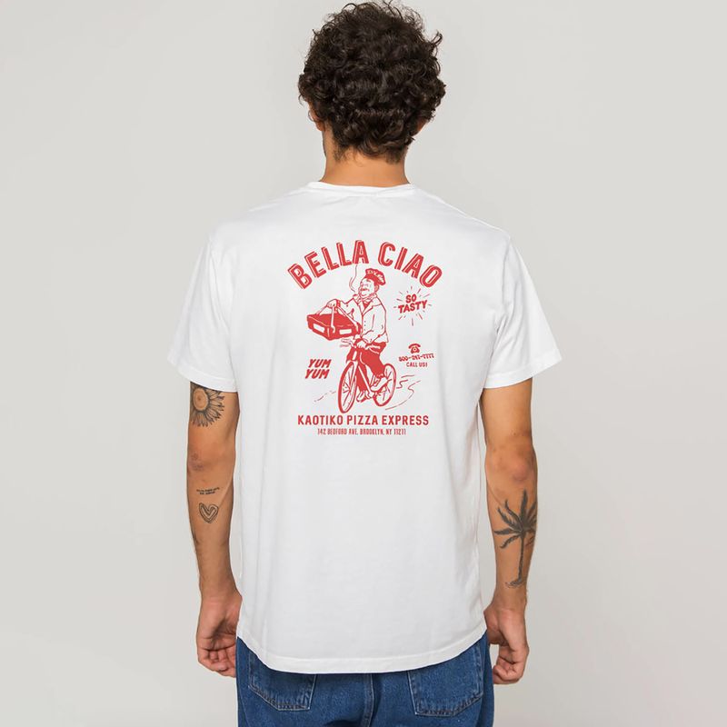 Tricou pentru bărbați Kaotiko Washed Bella Ciao white 4