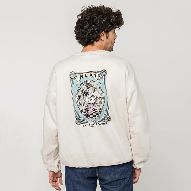 Bluză pentru bărbați Kaotiko Washed Feel the Power ivory 3
