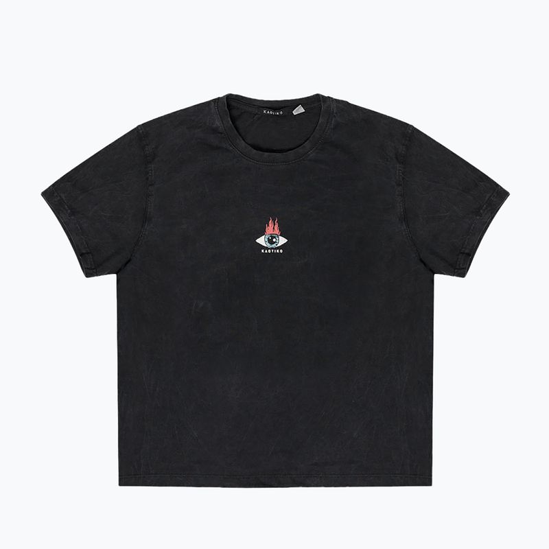 Tricou pentru femei Kaotiko Washed Moon Sphynx black 3