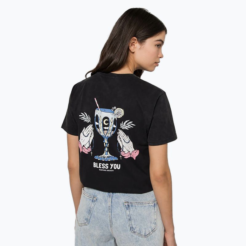 Tricou pentru femei Kaotiko Washed Bless You black 2