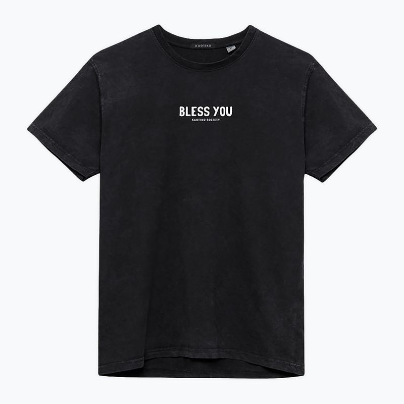 Tricou pentru femei Kaotiko Washed Bless You black 3