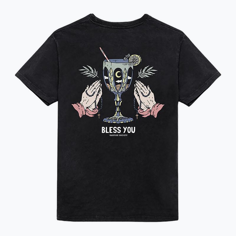 Tricou pentru femei Kaotiko Washed Bless You black 4