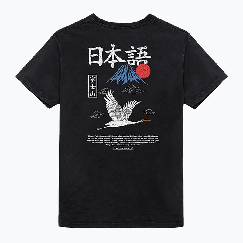 Tricou pentru bărbați Kaotiko Washed Heron Japan black 2