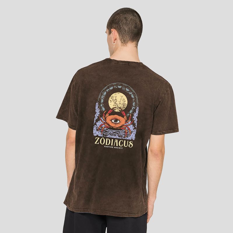Tricou pentru bărbați Kaotiko Washed Zodiacus brown 2