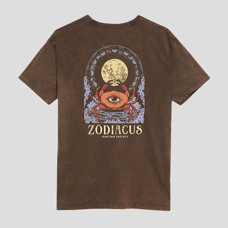 Tricou pentru bărbați Kaotiko Washed Zodiacus brown 4