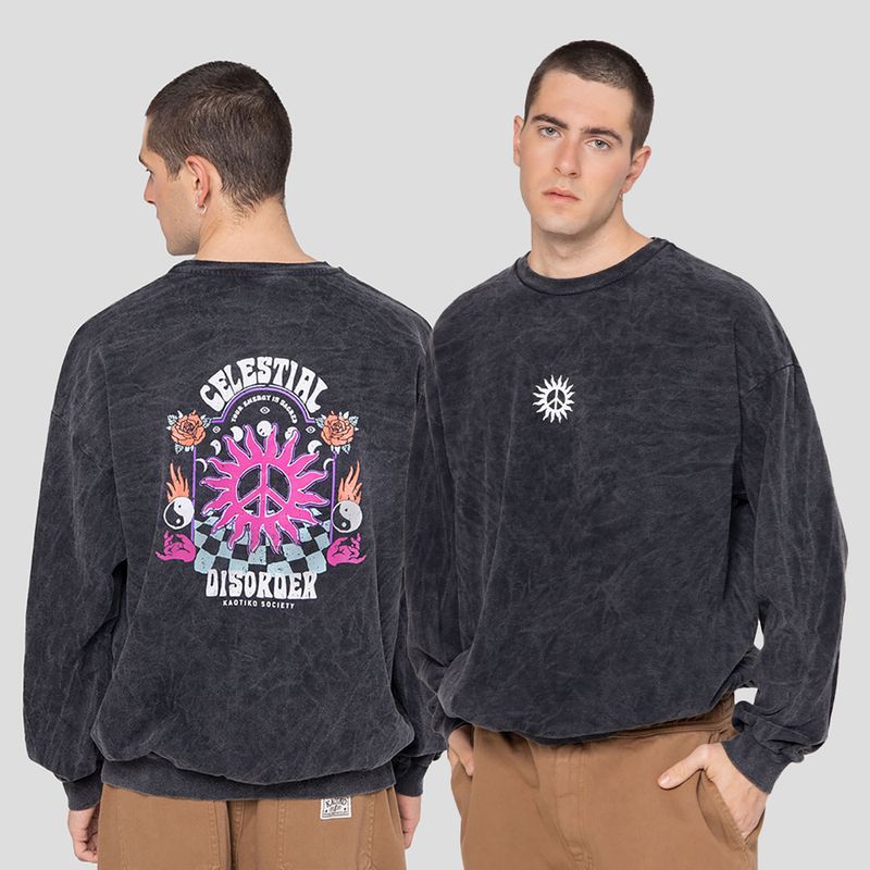 Bluză pentru bărbați Kaotiko Washed Celestial Disorder black 3
