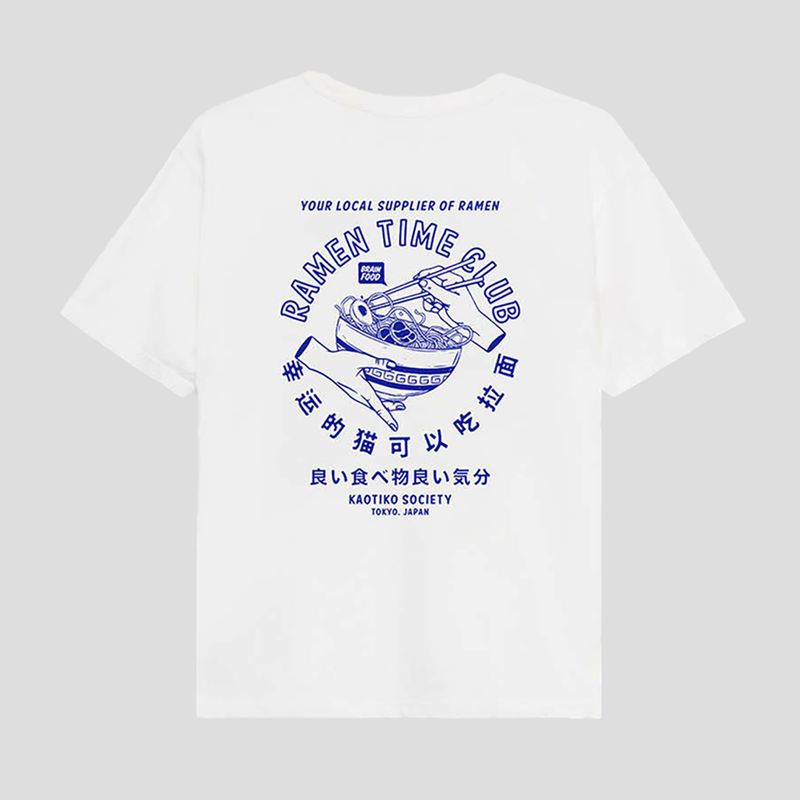 Tricou pentru bărbați Kaotiko Washed Suara Ramen white / blue 2