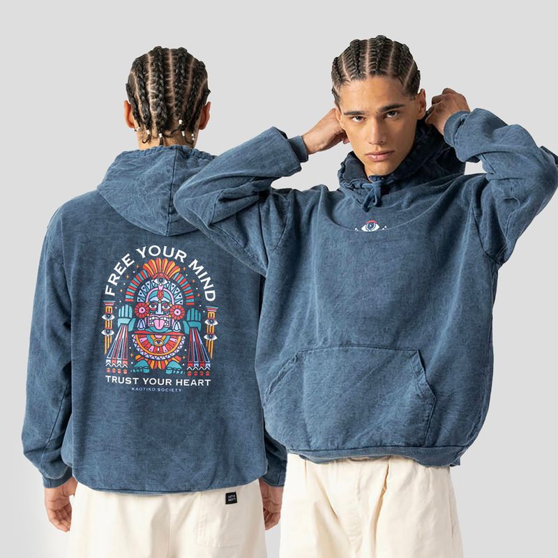 Bluză pentru bărbați Kaotiko Washed Free Your Mind navy 3