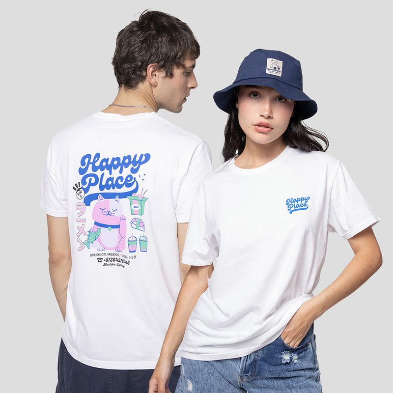 Tricou pentru bărbați Kaotiko Washed Happy Place white 3