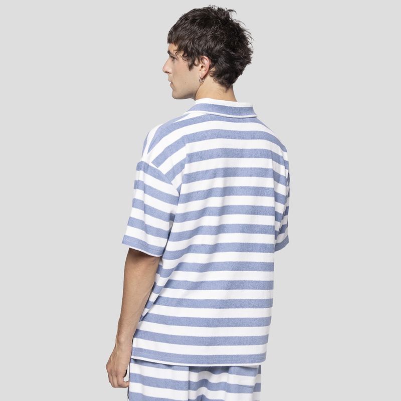 Tricou polo pentru bărbați Kaotiko Towel Stripe blue / white 2