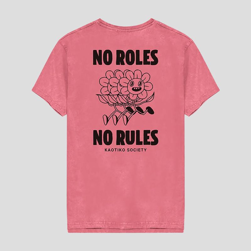 Tricou pentru bărbați Kaotiko Washed No Roles Flower pink flamingo 2