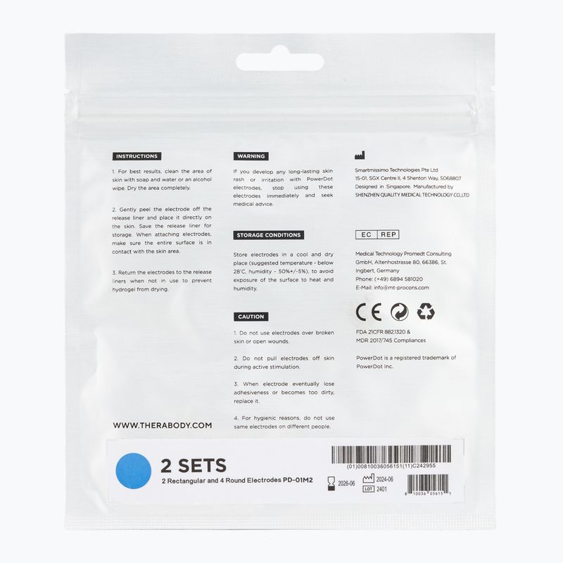 Suprapuneri Therabody PowerDot Elektrody 2.0 Pad 6 szt. blue 2