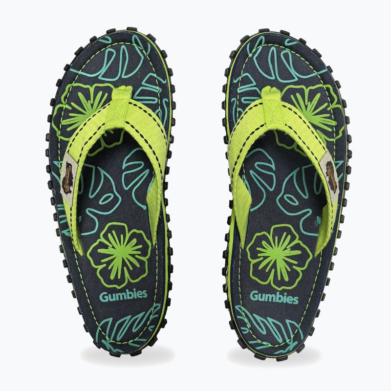 Șlapi Gumbies Islander lime hibiscus 4