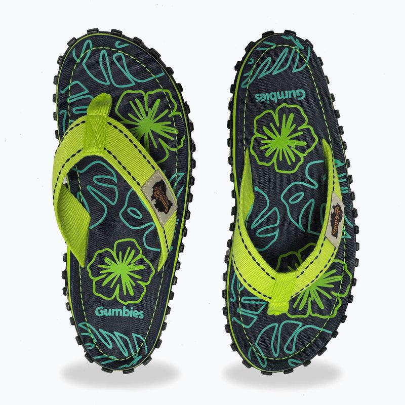 Papuci Gumbies Islander lime hibiscus 4
