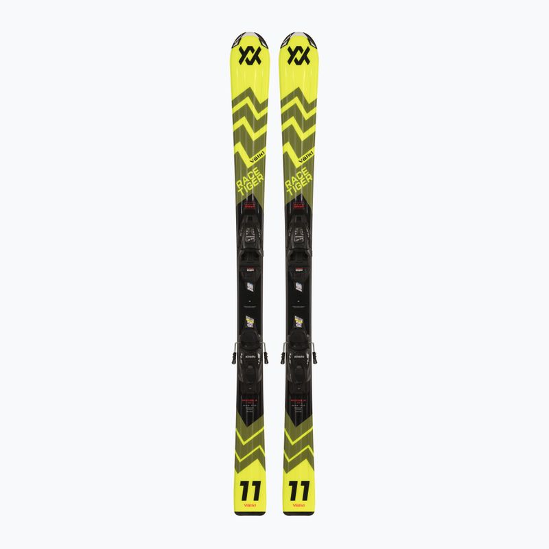 Schiuri de coborâre pentru copii  Völkl Racetiger Jr Yellow + legături 4.5 VMotion Jr 100-120 cm yellow