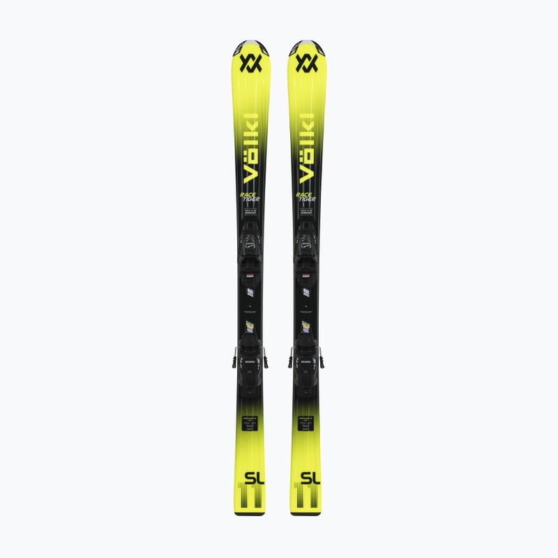 Schiuri de coborâre pentru copii Völkl Racetiger Jr Yellow + legături 7.0 VMotion Jr 130-160 cm black