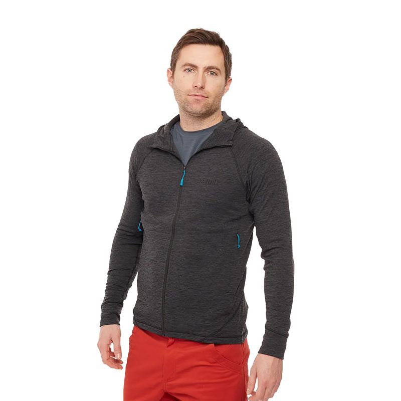 Hanorac cu glugă din fleece Rab Nexus pentru bărbați, negru QFE-67-BL-L