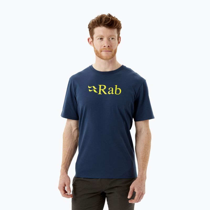 Tricou de trekking Rab Stance Logo SS pentru bărbați  albastru marin QCB-08-DI-S
