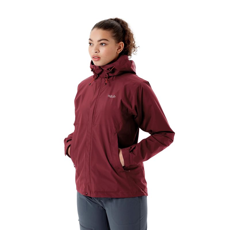 Jachetă cu membrană Rab Downpour Eco burgundy pentru femei QWG-83-HD-08
