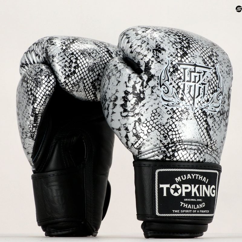 Top King Muay Thai Muay Thai Muay Thai Super Star Snake mănuși de box negru TKBGSS-02A-BK-SV-10 7
