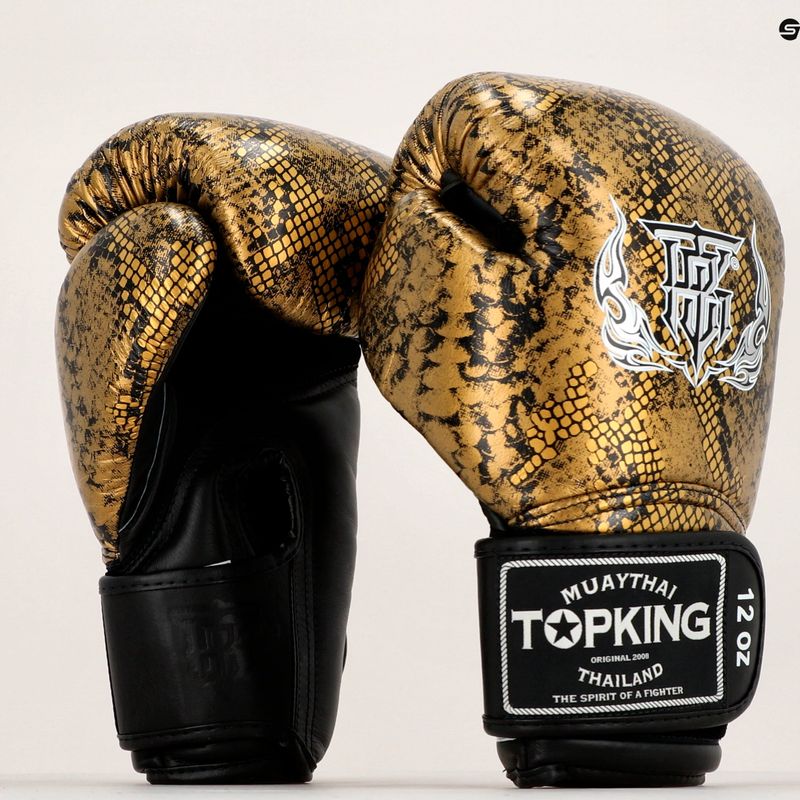 Top King Muay Thai Muay Thai Super Star Air Snake negru / aur mănuși de box negru / aur 6