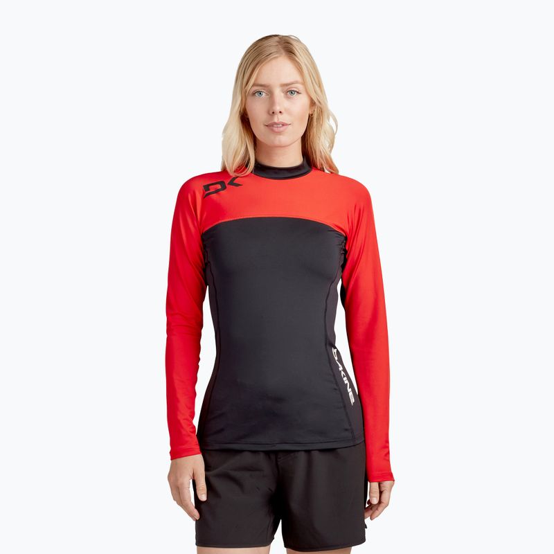 Cămașă de înot pentru femei Dakine Hd Snug Fit Rashguard negru și roșu DKA651W0008