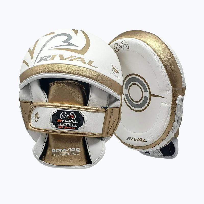 Labe de antrenament pentru antrenori Rival Professional Punch Mitts white/gold