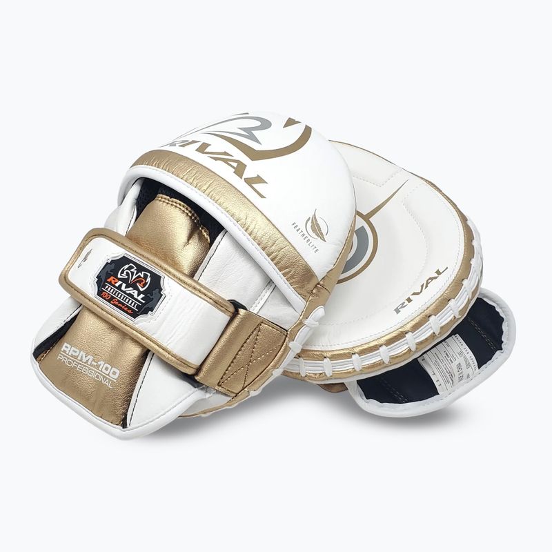 Labe de antrenament pentru antrenori Rival Professional Punch Mitts white/gold 3