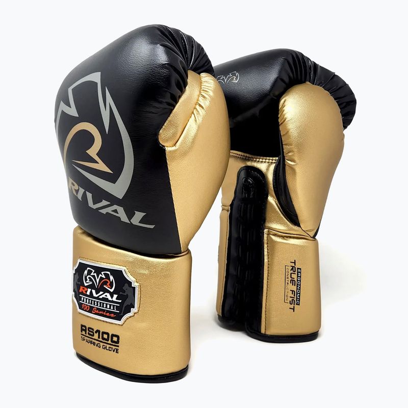 Mănuși de box Rival RS100 Professional black/gold 2