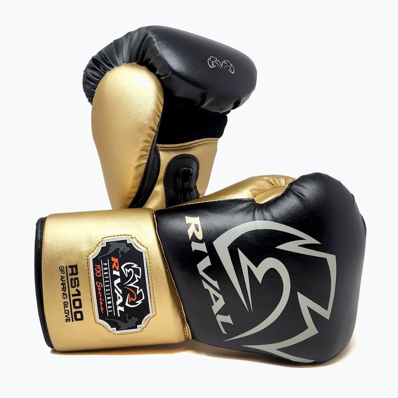 Mănuși de box Rival RS100 Professional black/gold 3