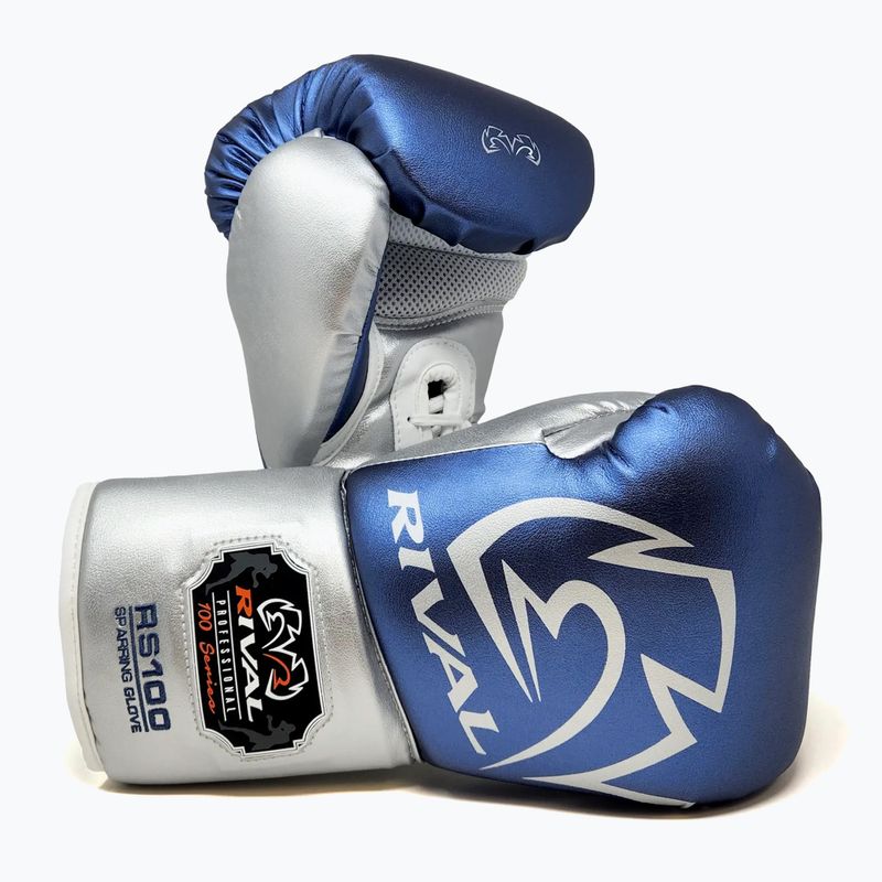 Mănuși de box Rival RS100 Professional blue/silver 3