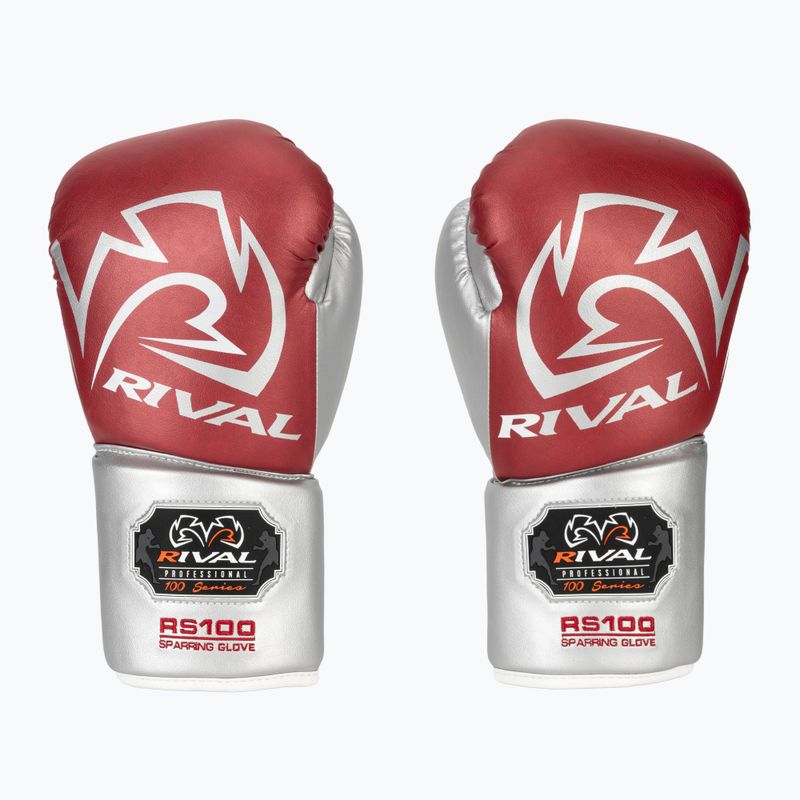 Mănuși de box Rival RS100 Professional red/silver 2