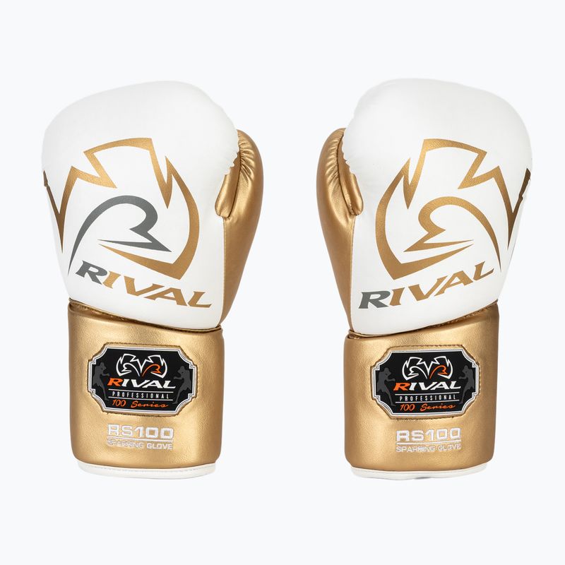 Mănuși de box Rival RS100 Professional white/gold 2
