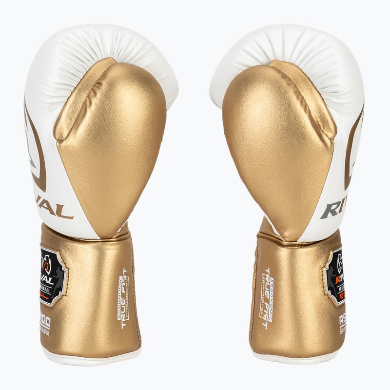 Mănuși de box Rival RS100 Professional white/gold 4