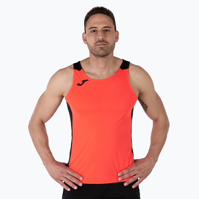 Top de alergat pentru bărbați Joma Record II fluor coral/black