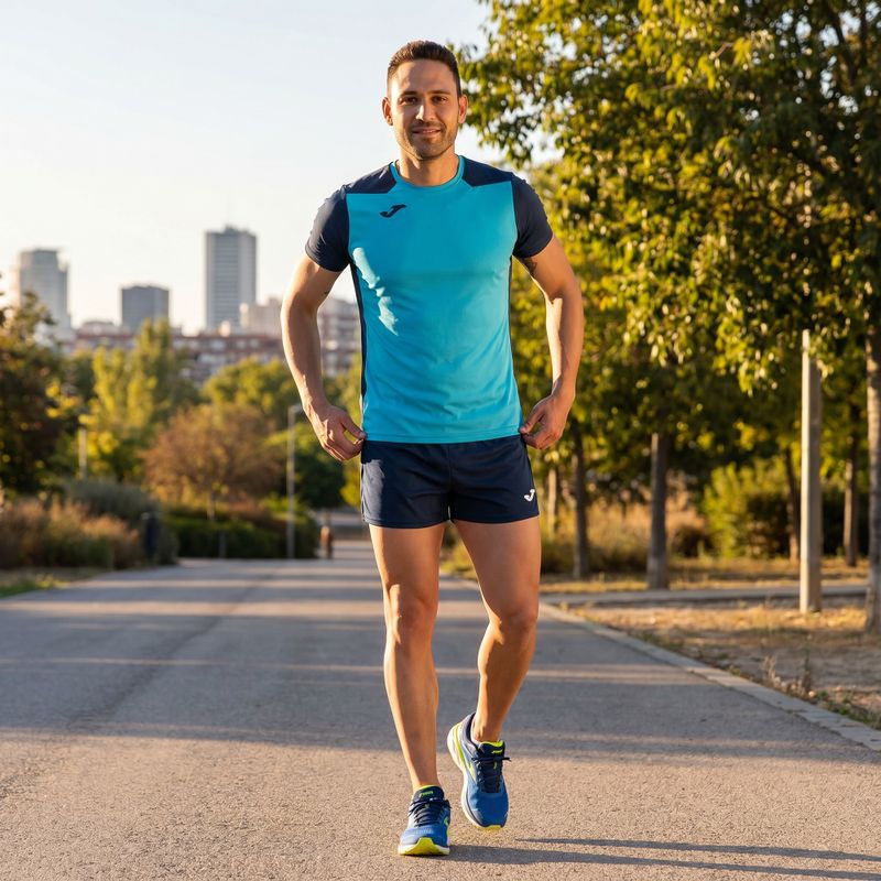 Tricou de alergare pentru bărbați Joma Record II fluor turquoise/navy 10