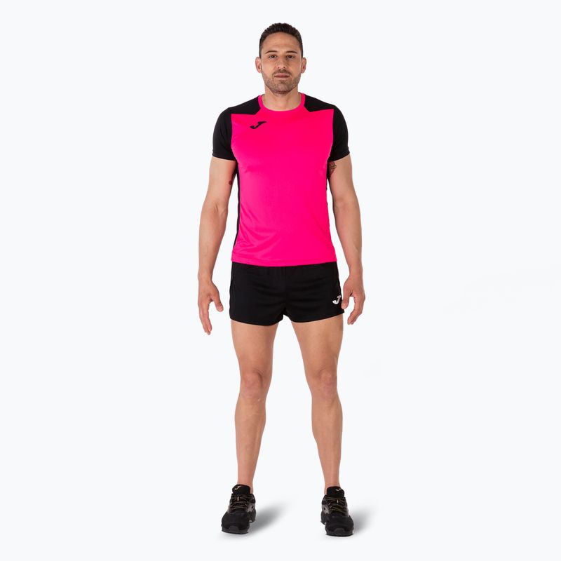 Tricou de alergare pentru bărbați Joma Record II fluor roz/negru 2