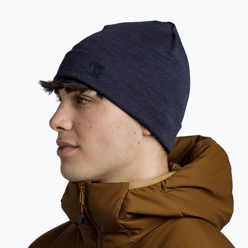 Căciulă de iarnă BUFF Heavyweight Merino Wool solid indigo 4