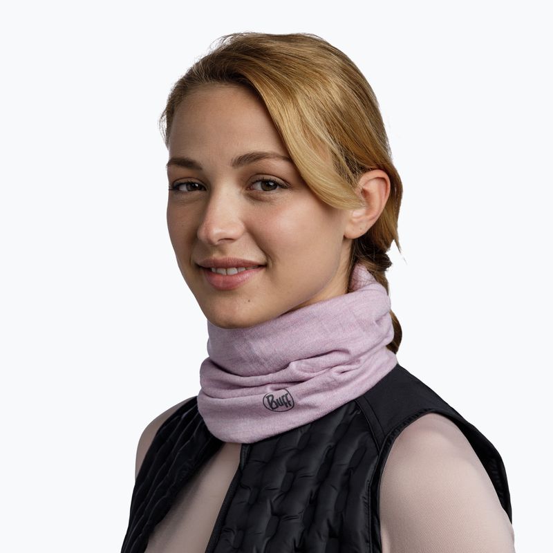 Eșarfă multifuncțională BUFF Midweight Merino Wool melange lilac sand